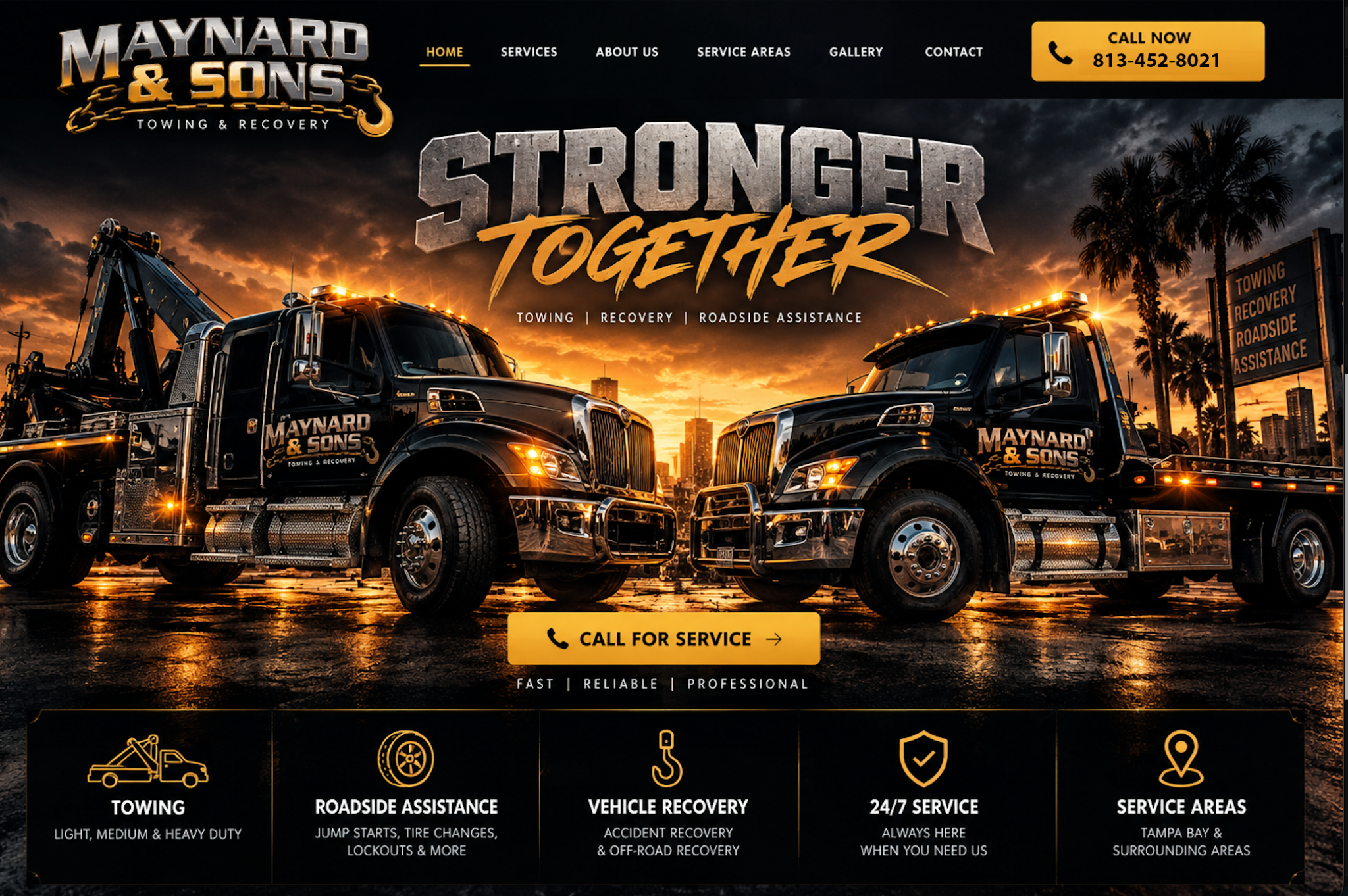 Maynard & Sons Towing & Recovery homepage design